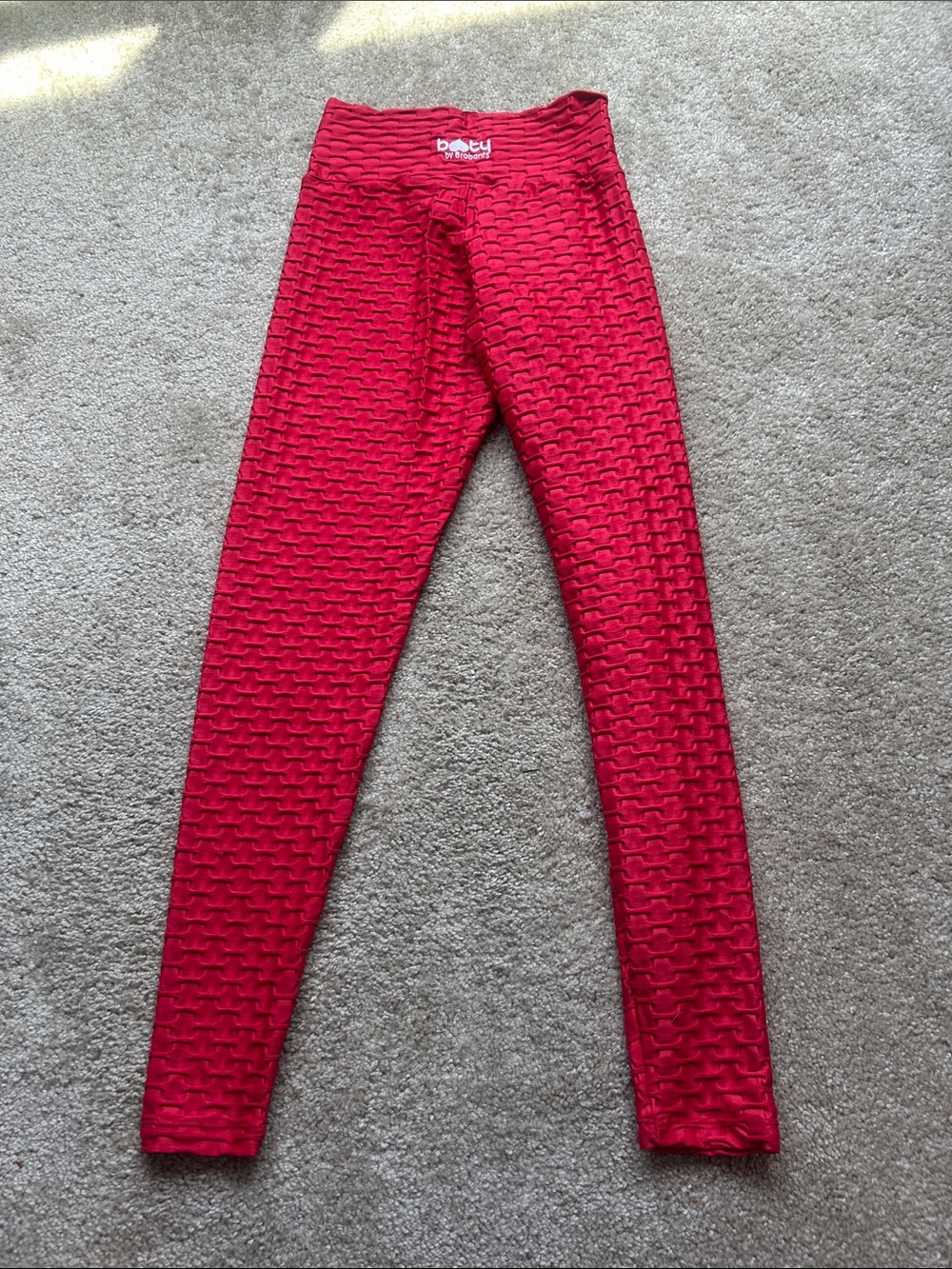 Booty by Brabants Red Textured High-Waist Leggings